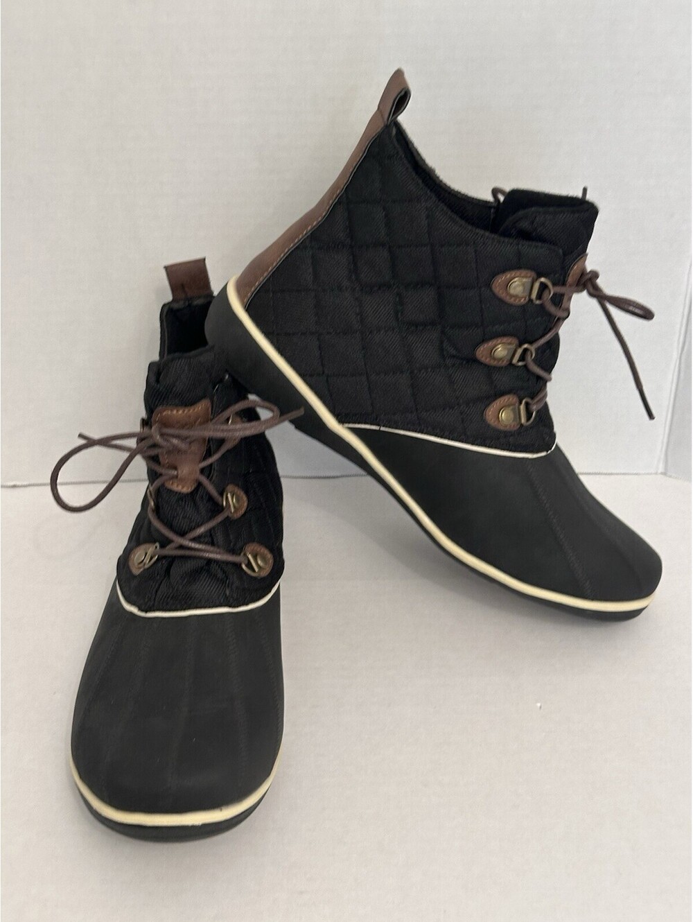 Globalwin Black Ankle Boots Fur Trim Womens Size 11
